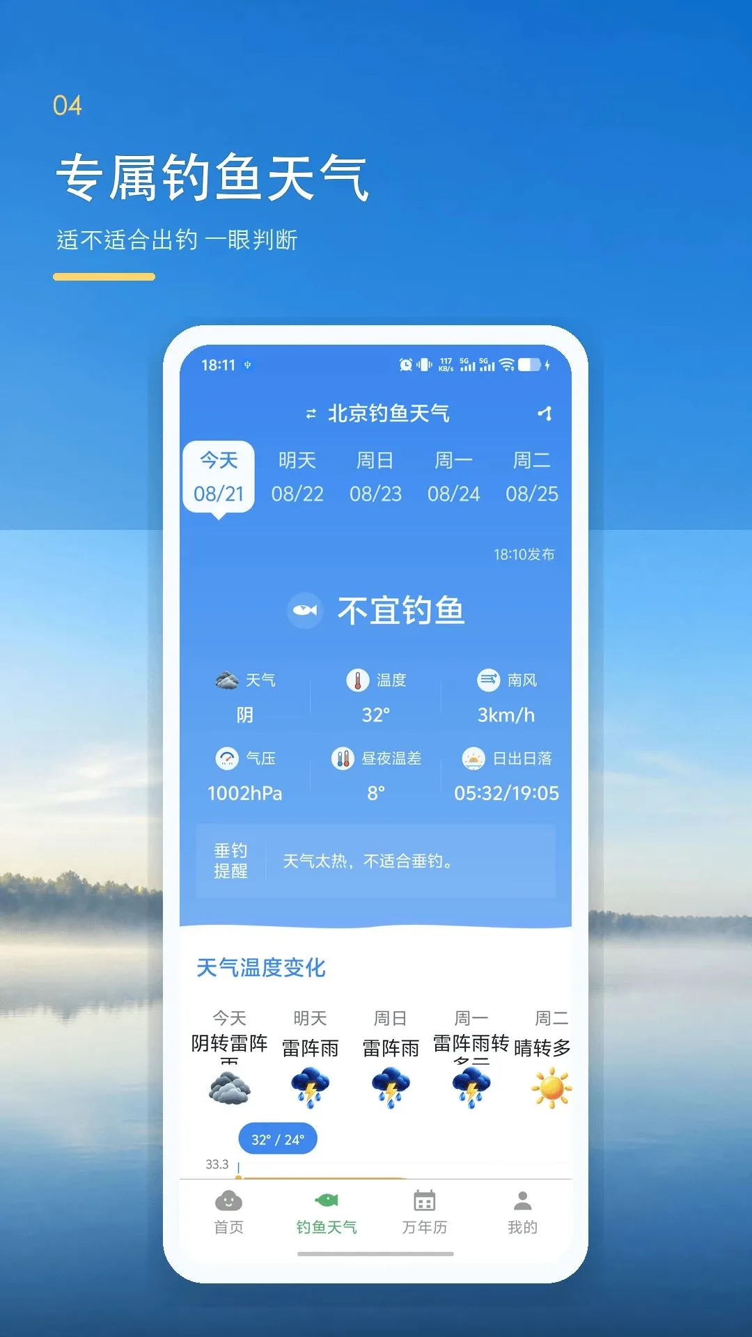 准点本地天气预报(钓鱼天气服务)应用截图1