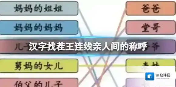汉字找茬王连线亲人间的称呼 连线亲人间的称呼通关攻略